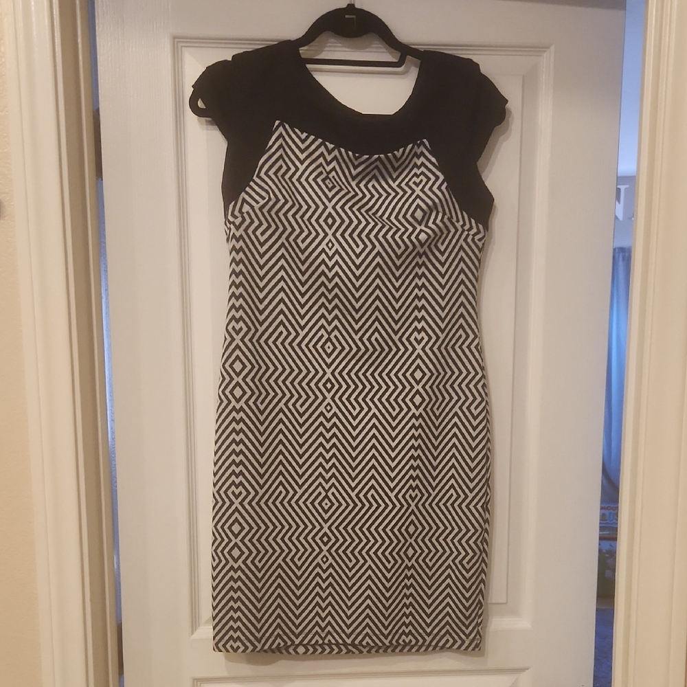 Geometric Black and White Dress